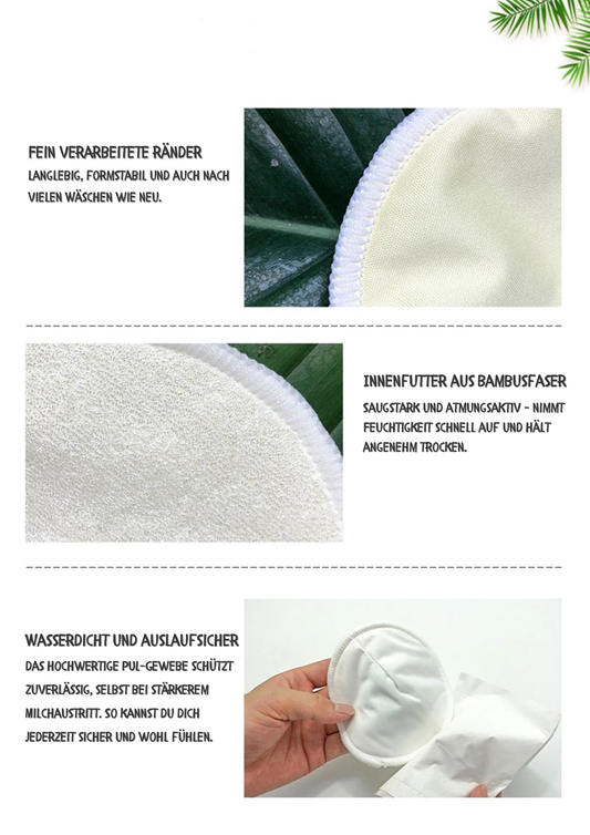 Bambus-Viskose Stilleinlagen – 2er Set, Weich, Saugstark und Waschbar