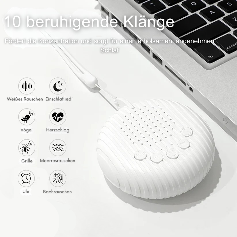 White Noise Schlafhilfe für Babys – 10 Klänge, Timer & USB-Akku für ruhige Nächte