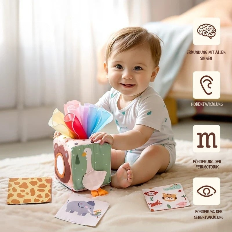 Montessori Spielbox aus Stoff – fördert Feinmotorik & Entdecken ab dem Babyalter