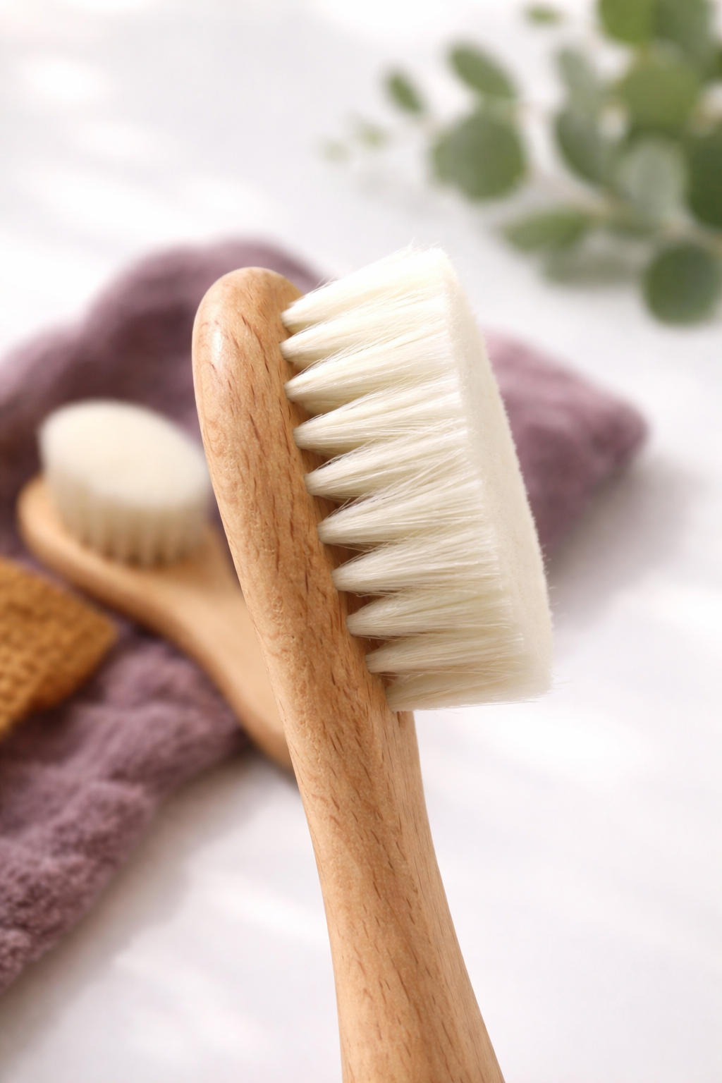 Baby-Haarbürste aus Wolle & Holz – sanft zur Kopfhaut & ideal für Neugeborene