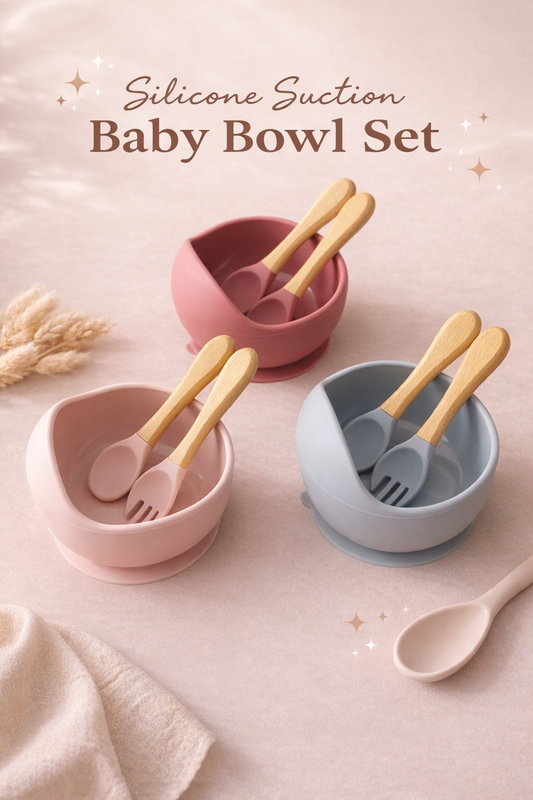 Baby-Esslernset mit Saugnapf – Schüssel, Löffel & Gabel für sicheres Essenlernen