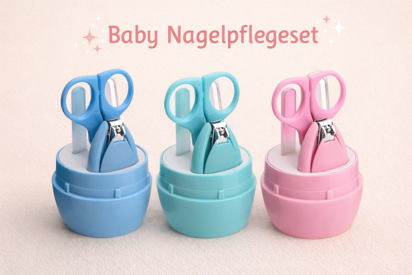 Baby-Nagelpflegeset für Neugeborene – Sichere Nagelschere, Nagelknipser & Pinzette im Etui, ideal für unterwegs