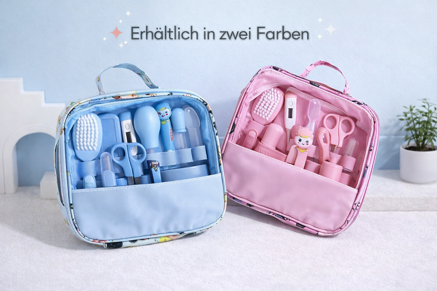 12-teiliges Baby Pflege-Set – mit Bürste, Schere & Thermometer für Rundum-Versorgung