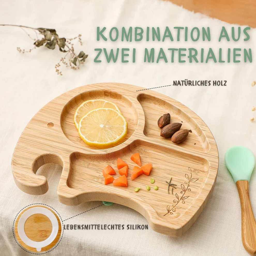 Babyschale aus Bambus mit Saugnapf – rutschfest & ideal für die ersten Mahlzeiten