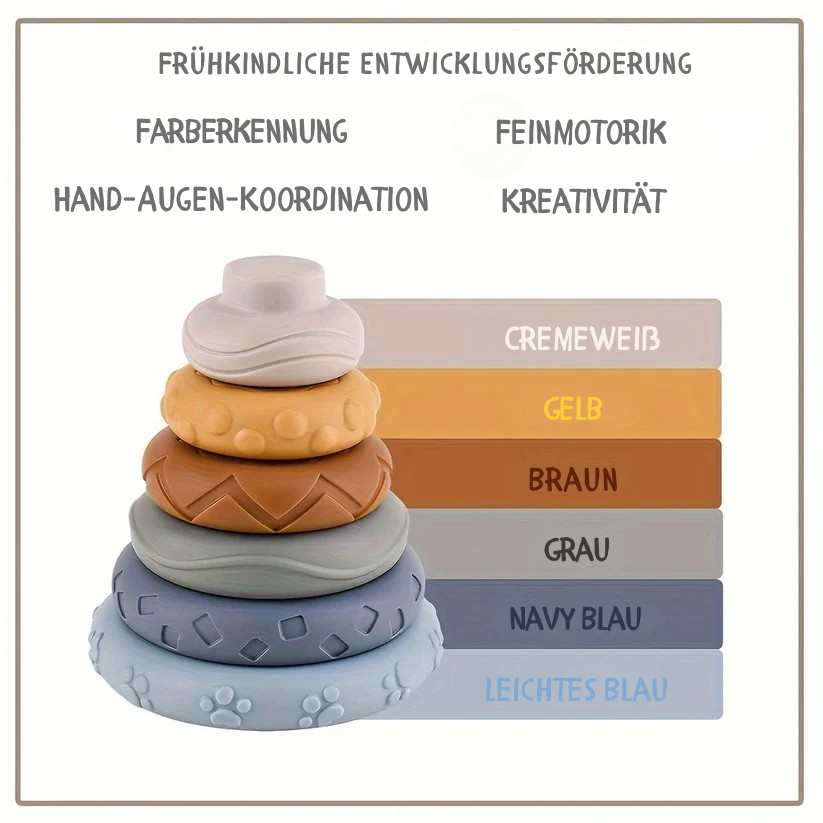 Stapelturm für Babys Koala – Montessori-Spiel zur Förderung von Motorik & Sinneswahrnehmung