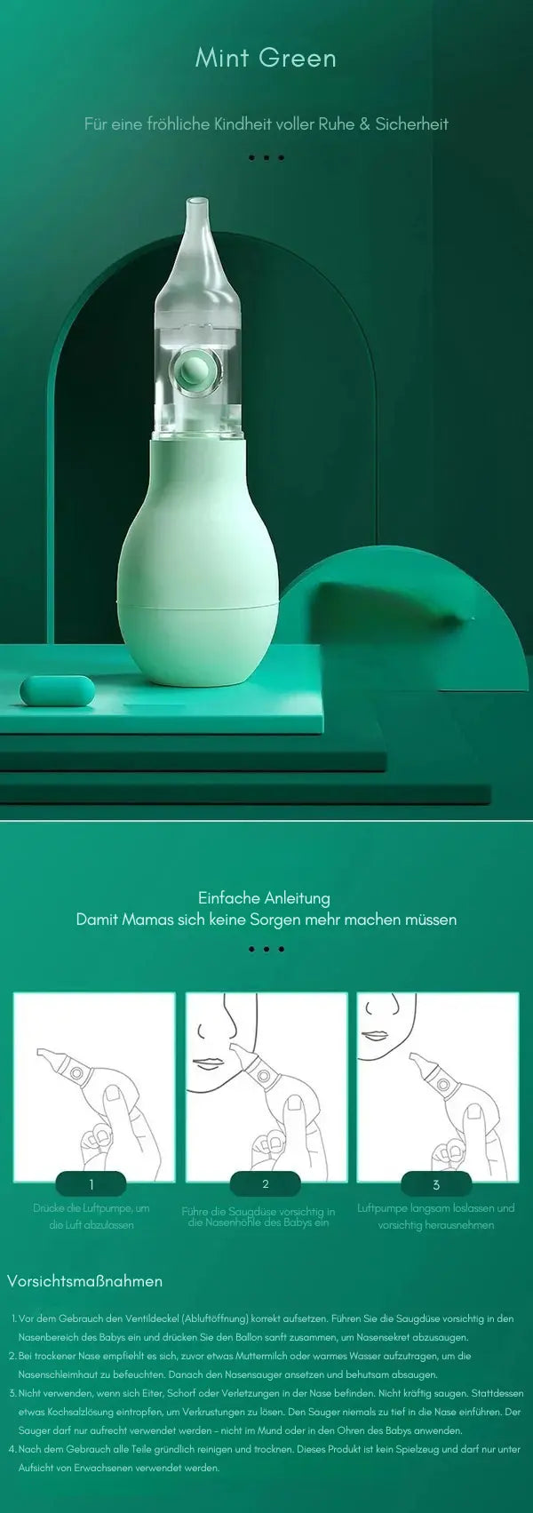 Silikon-Nasensauger für Babys – sanfte Vakuumreinigung ab der Geburt