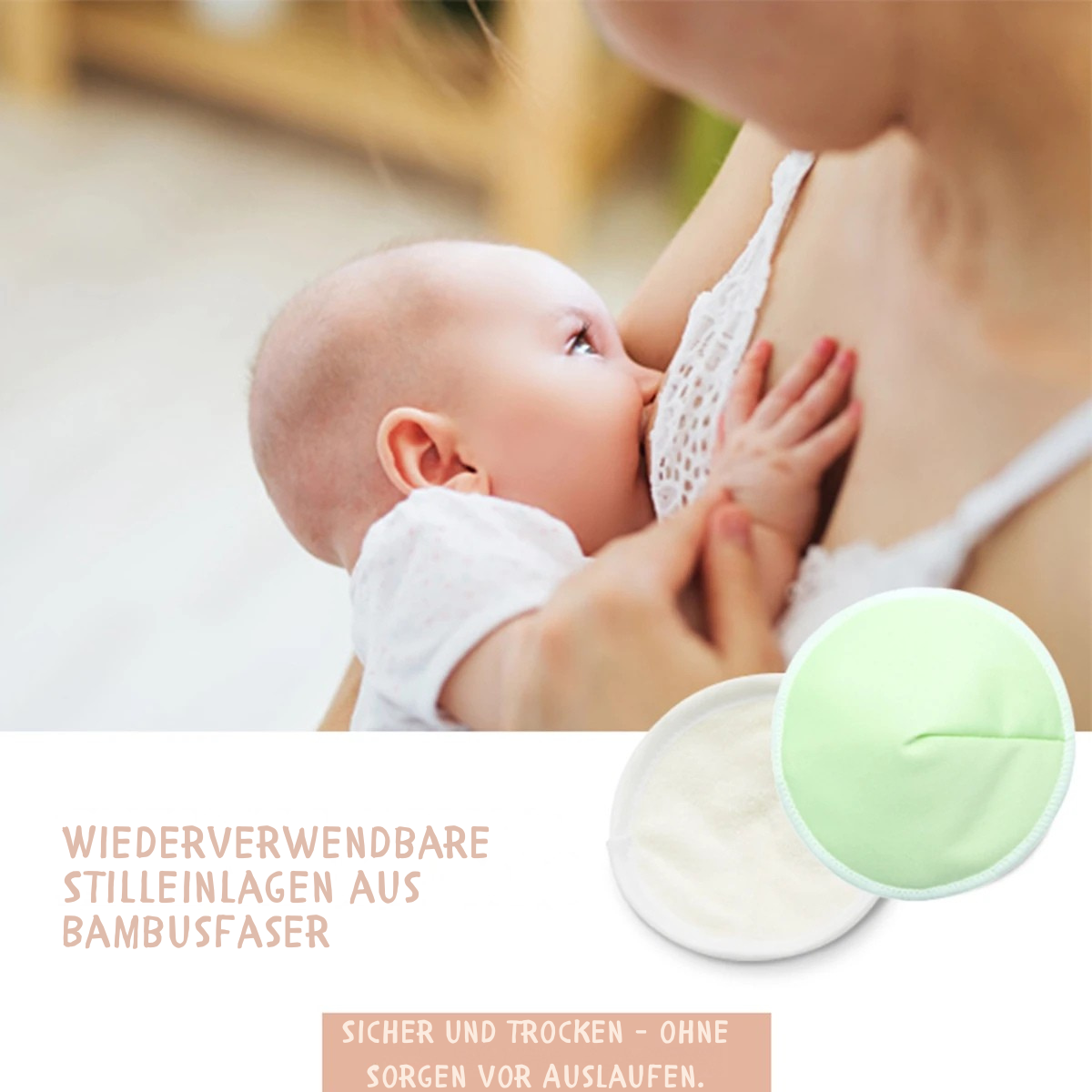 Bambus-Viskose Stilleinlagen – 2er Set, Weich, Saugstark und Waschbar