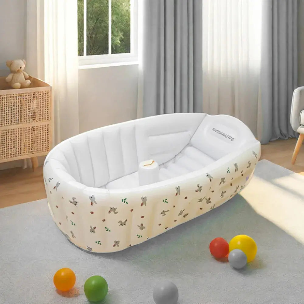 Aufblasbare Babybadewanne mit Tiermotiv – ideal für Zuhause, Balkon & Reisen