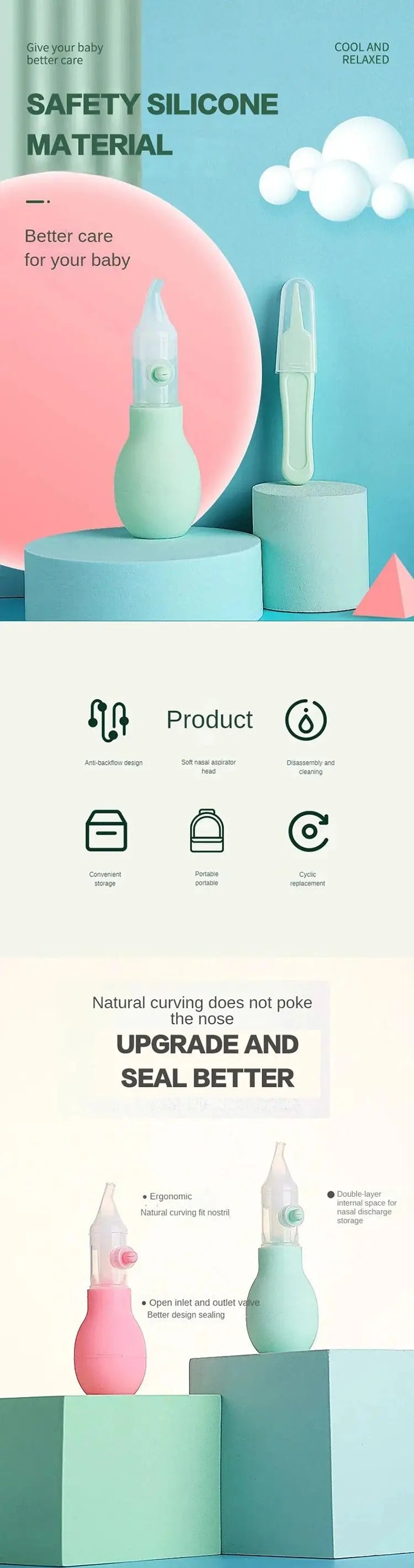 Silikon-Nasensauger für Babys – sanfte Vakuumreinigung ab der Geburt