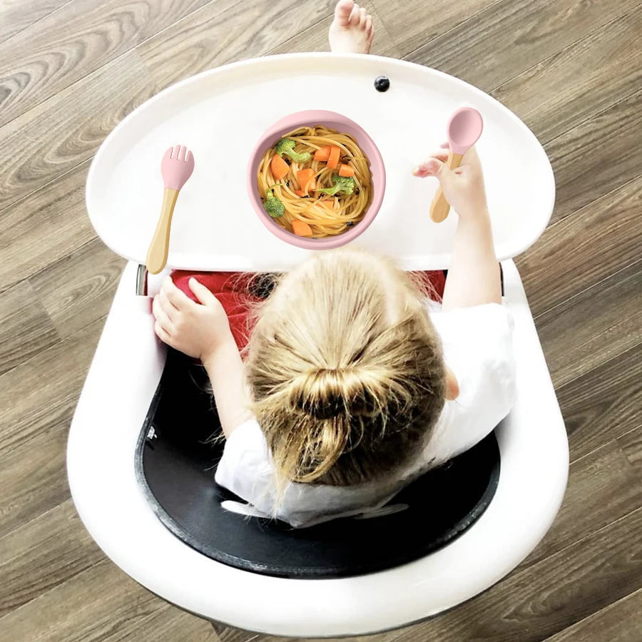 Baby-Esslernset mit Saugnapf – Schüssel, Löffel & Gabel für sicheres Essenlernen