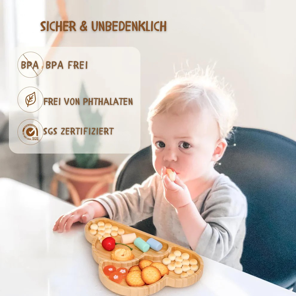 Babyschale aus Bambus mit Saugnapf – rutschfest & ideal für die ersten Mahlzeiten