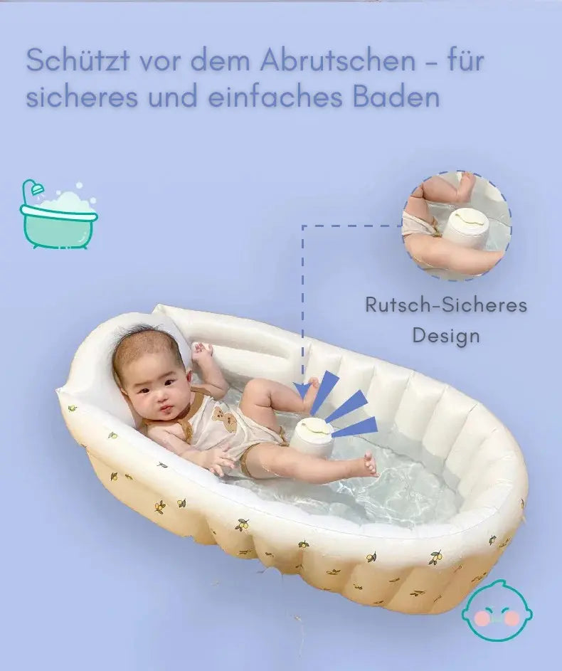 Aufblasbare Babybadewanne mit Tiermotiv – ideal für Zuhause, Balkon & Reisen